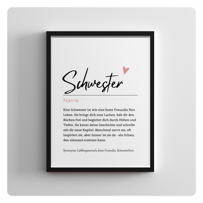 Schwester - personalisierbarer Name