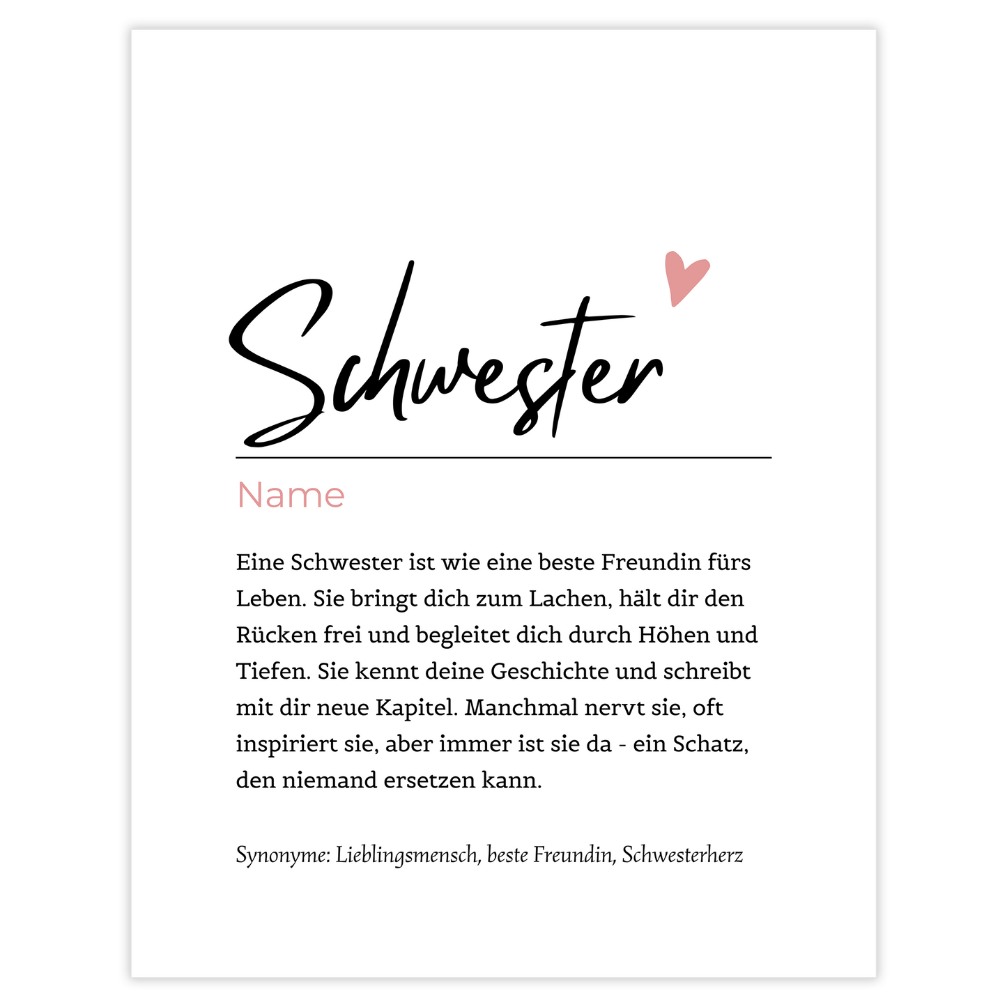 Schwester - personalisierbarer Name