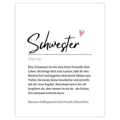 Schwester - personalisierbarer Name