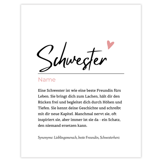 Schwester - personalisierbarer Name